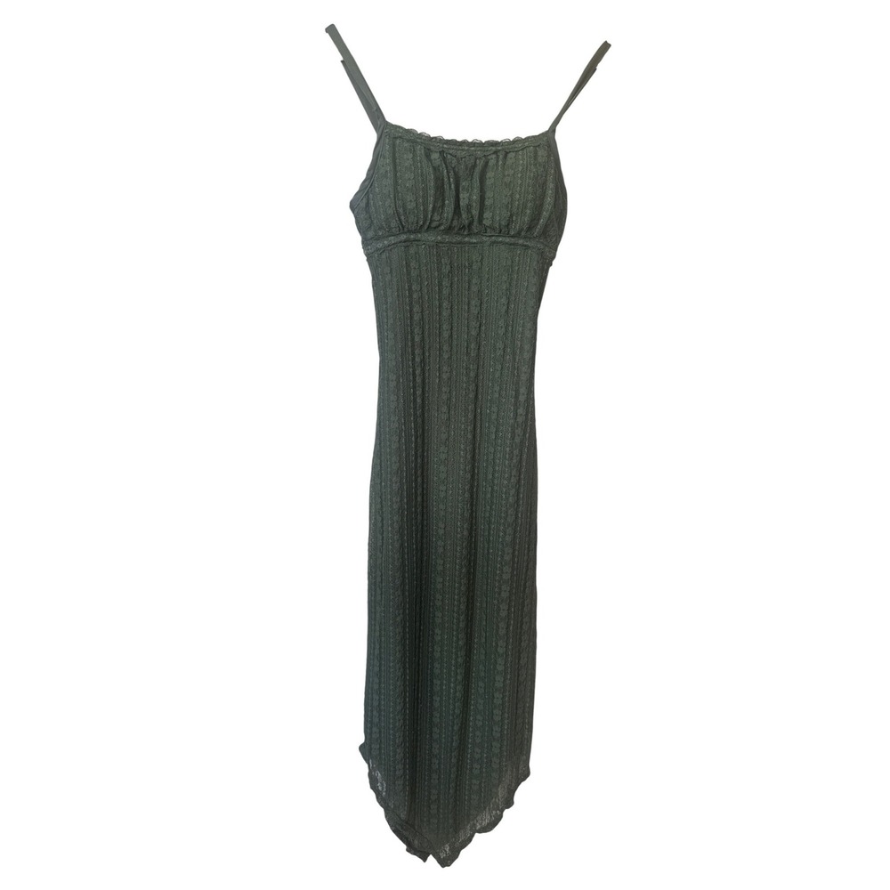 No Boundaries Y2K Crochet Babydoll Maxi Dress XXS NWT Forest Fairy Earthy‎ Olive